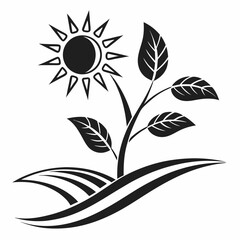 Sunflower icon in black style isolated on white background. Plant symbol stock vector illustration.