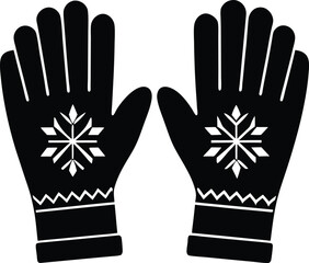 Winter Gloves Silhouette Vector for Seasonal, Fashion, and Cold Weather-Themed Designs