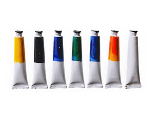 A watercolor paint tubes on white background, on transparent background png