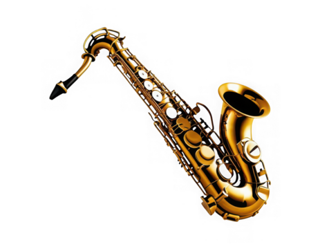 saxophone isolated on white background, on transparent background png
