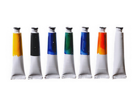 A watercolor paint tubes on white background, on transparent background png - Powered by Adobe