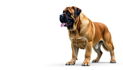 Obraz premium Majestic mastiff, powerful stance, white background, profile, canine photography, animal