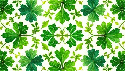 Parsley leaf motif, repeating geometric design , closeup, vector, botanical