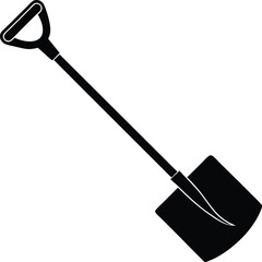 Snow Shovel Silhouette Vector for Winter, Outdoor, and Seasonal Equipment Designs