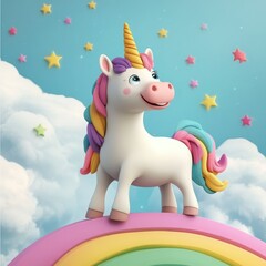 Naklejka premium horse and rainbow