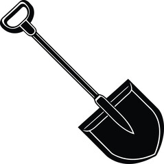 Snow Shovel Silhouette Vector for Winter, Outdoor, and Seasonal Equipment Designs