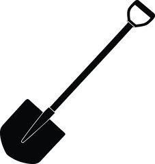 Snow Shovel Silhouette Vector for Winter, Outdoor, and Seasonal Equipment Designs