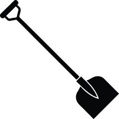 Snow Shovel Silhouette Vector for Winter, Outdoor, and Seasonal Equipment Designs