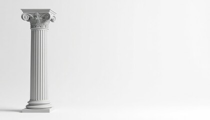 Obraz premium Elegant Roman column against pure white backdrop, stone, monument, ruin