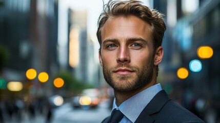 Urban Businessman Portrait in City Street