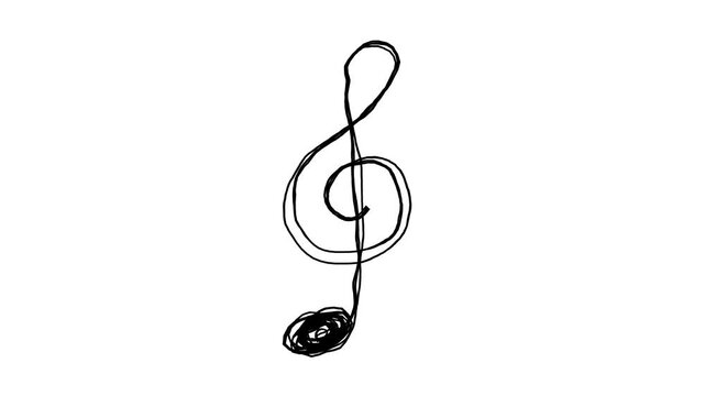 ト音記号の落書き線画イラスト 線が動く手描きのアイコン動画 ループする4Kアニメーション