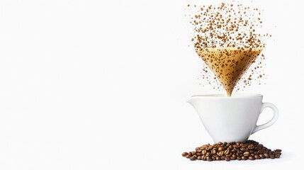 Naklejka premium Brewing coffee process kitchen food photography minimalist setting close-up art of coffee making