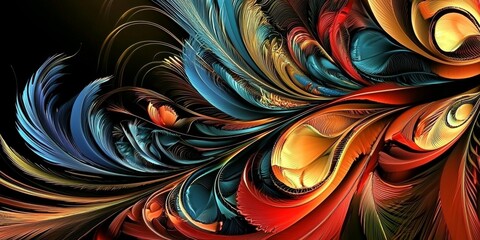 An abstract luxury background featuring vibrant feathers.