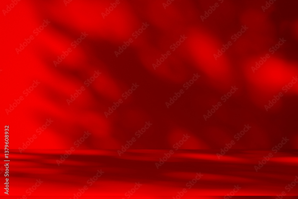 Poster Wall interior background, studio and backdrops show products.with shadow from window color Red background for text insertion and presentation product	