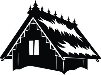Snow-Covered Roof Silhouette Vector for Winter, Architecture, and Seasonal Design Projects
