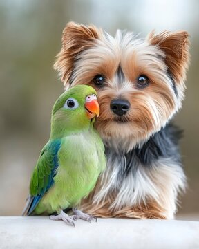 Adorable Parakeet and Yorkshire Terrier Friendship Moments Captured
