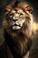 Fototapeta premium Artistic representation of a lion emphasizing its noble features.