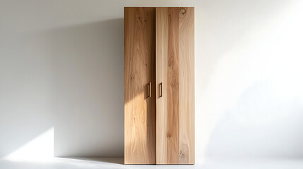 Fototapeta premium A wooden cabinet with two doors and a handle