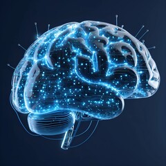 Cybernetic Intelligence 3D AI Brain with Dynamic Data Connections (8K Ultra-Detail)