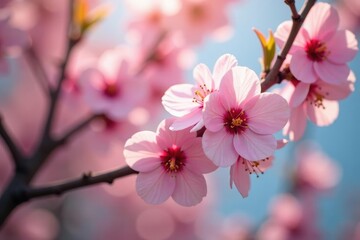 Obraz premium Delicate pink sakura blossoms, full bloom, soft petals , japanese pattern, design