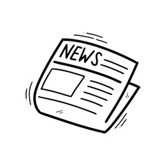 Hand Drawn Newspaper Illustration. Doodle Vector. Isolated on White Background - EPS 10 Vector
