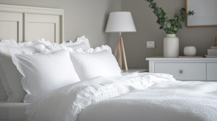 White bedroom bedding, cozy and stylish