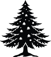 Pine Tree with Snow Silhouette Vector for Winter, Holiday, and Nature Design Projects