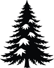 Obraz premium Pine Tree with Snow Silhouette Vector for Winter, Holiday, and Nature Design Projects