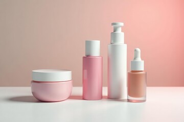 Various cosmetic containers on pristine white, advertising, tube