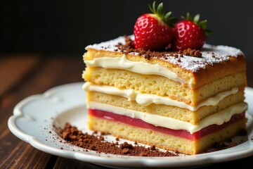 Classic Italian dessert, layers of coffee-soaked ladyfingers and mascarpone cream , coffee flavor, macro, dessert