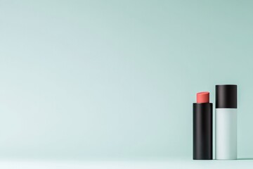 Obraz premium minimalistic composition featuring lip care products in sleek packaging on uncluttered background