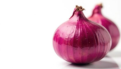 Close-up of red onion, showing layers, white backdrop, ingredient, natural, photography