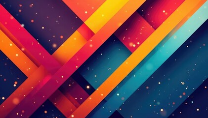 Geometric abstract design, bold intersecting lines, vibrant colors , diagonal, modern