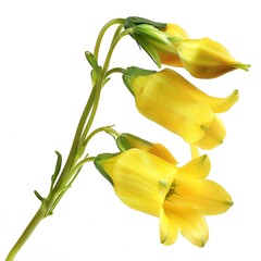 Yellow Waxbells Flower isolated on white background.close up.