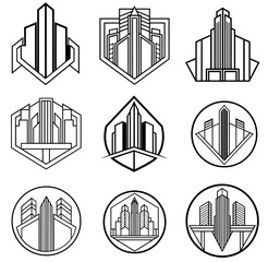 Minimal city logo vector art illustration