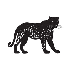 Obraz premium Black silhouette of a leopard vector illustration