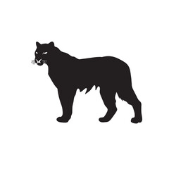 Obraz premium Black Panther and Wolf Vector Illustration in Silhouette Style