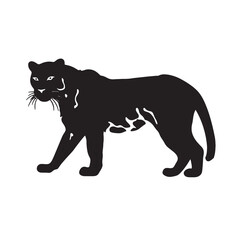 Obraz premium Vector illustration of a tiger and black panther silhouette in a wild animal style