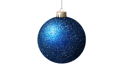 blue glitter  christmas ball isolated on white background