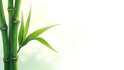 Bamboo Leaves Isolated on White Background with Copy Space, Fresh Green Foliage for Natural Zen Concept
