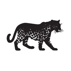 Obraz premium Vector illustration of a leopard silhouette on a black background