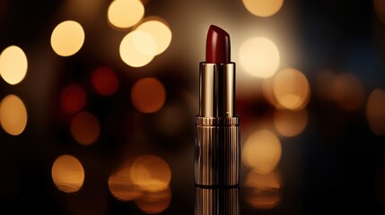 Luxury Red Lipstick on a Glittering Background