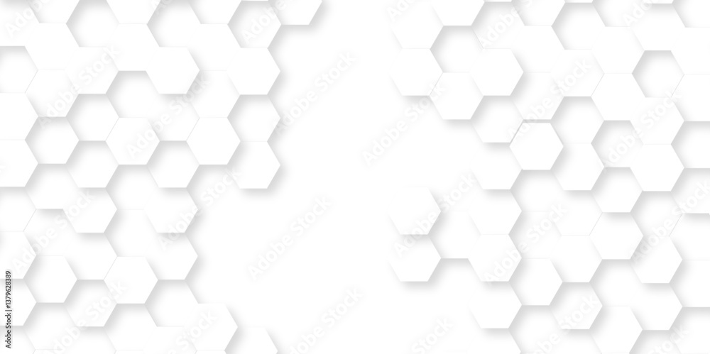 Poster abstract emboss white hexagonal background. luxury white pattern. vector futuristic minimal honeycom