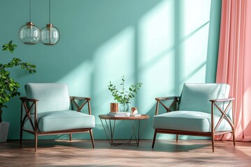 The elegant mint color accentuates the contemporary interior design of the space.