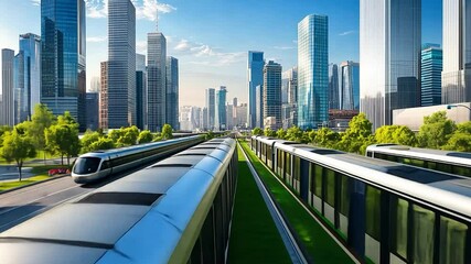 Modern city transit system, green urban transport