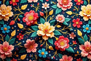 Intricate floral design repeating seamlessly across fabric , carnation, art, flowers