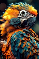 Fototapeta premium Exotic avian species with warm and bright plumage.