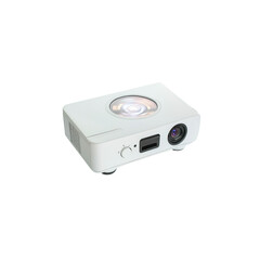 Fototapeta premium Compact White Projector with Lens and Control Buttons for Presentations