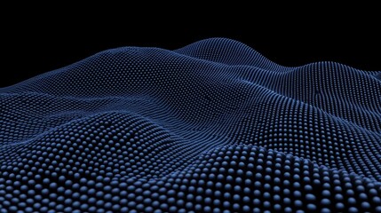 Abstract Digital Terrain with Blue Dots on Black Background