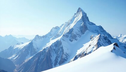 Obraz premium Snow covered mountain peak, pristine white scene, mountain scenery, serene, white